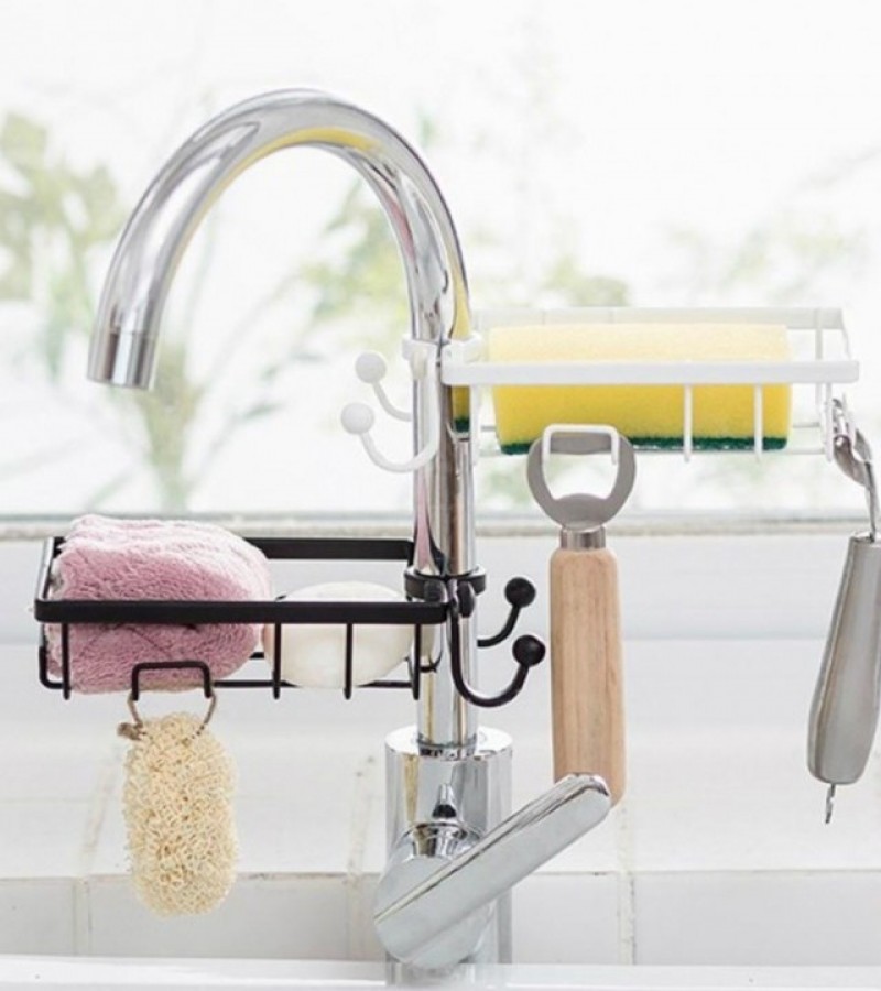 1 Layers Sink Caddy Metal Rust Free Sponge Dish Washing Liquid Faucet Tap Organizer