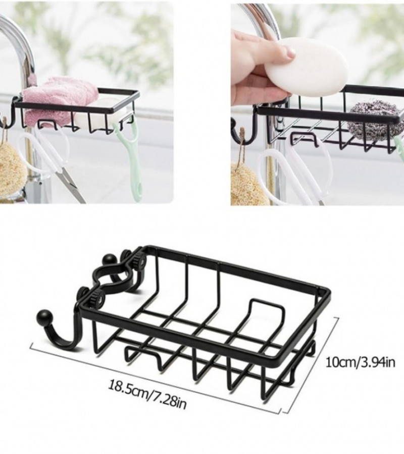 1 Layers Sink Caddy Metal Rust Free Sponge Dish Washing Liquid Faucet Tap Organizer