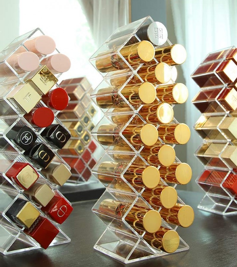 16 Grid Fish Shape Acrylic Lipstick Organizer Rack Holder Tower Organizer - 1Pcs