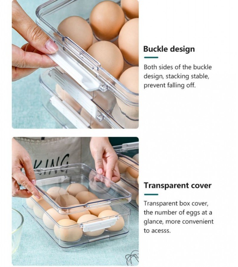 1Pc Egg Storage Holder Box 12 Grid Acrylic Tray Refrigerator Eggs Organizer