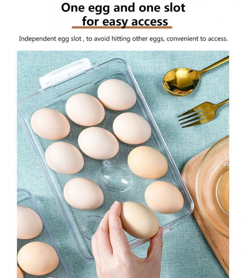 1Pc Egg Storage Holder Box 12 Grid Acrylic Tray Refrigerator Eggs Organizer