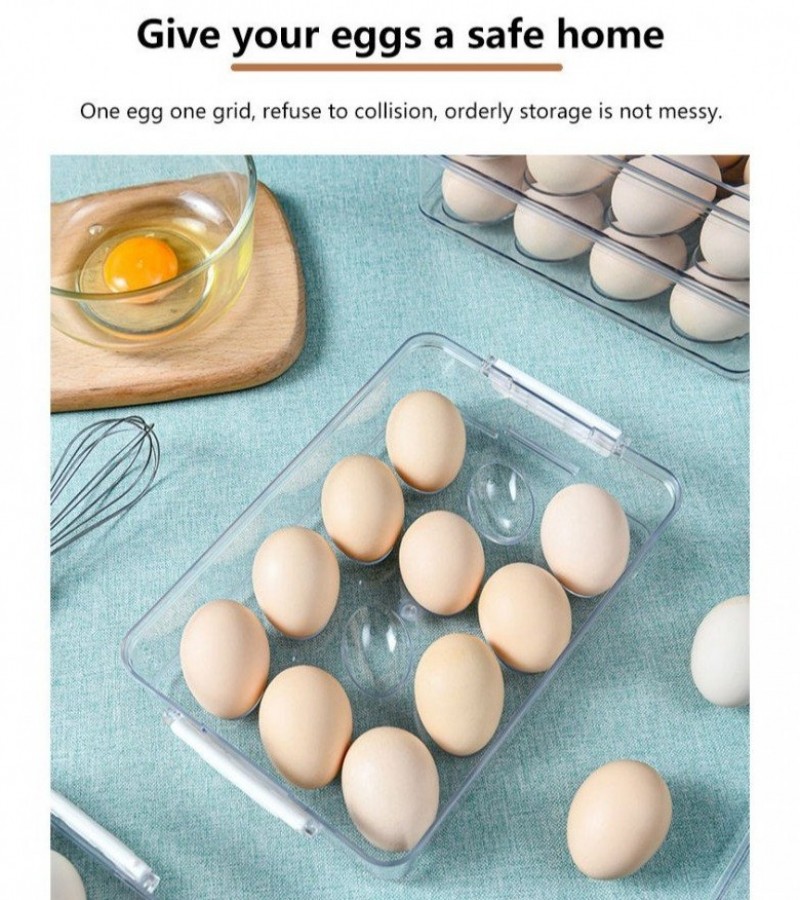 1Pc Egg Storage Holder Box 12 Grid Acrylic Tray Refrigerator Eggs Organizer