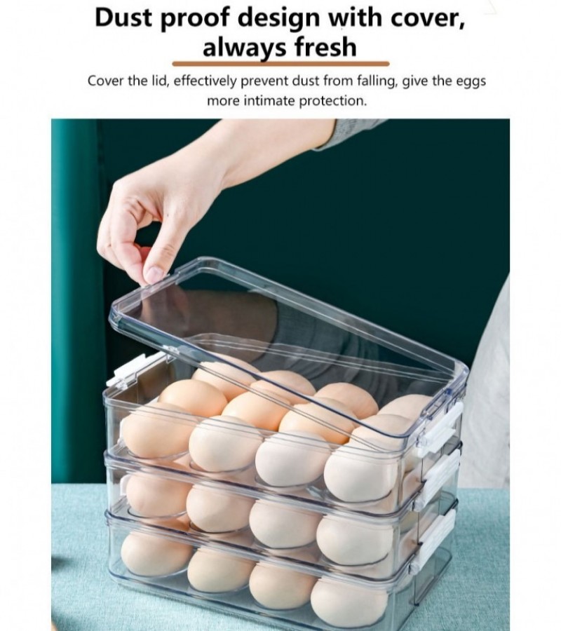 1Pc Egg Storage Holder Box 12 Grid Acrylic Tray Refrigerator Eggs Organizer