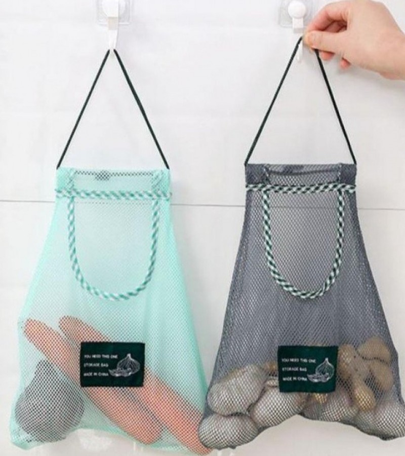 1Pcs Reusable Shopping Bag Grocery Vegetable Hanging Bag Home Kitchen Storage Organizer - Multi