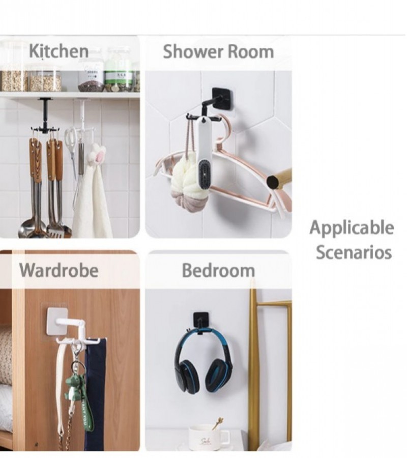 360 Degree Rotating Hook Wall Mounted With Six Hooks Kitchen and Bathroom Storage Holder Accessories