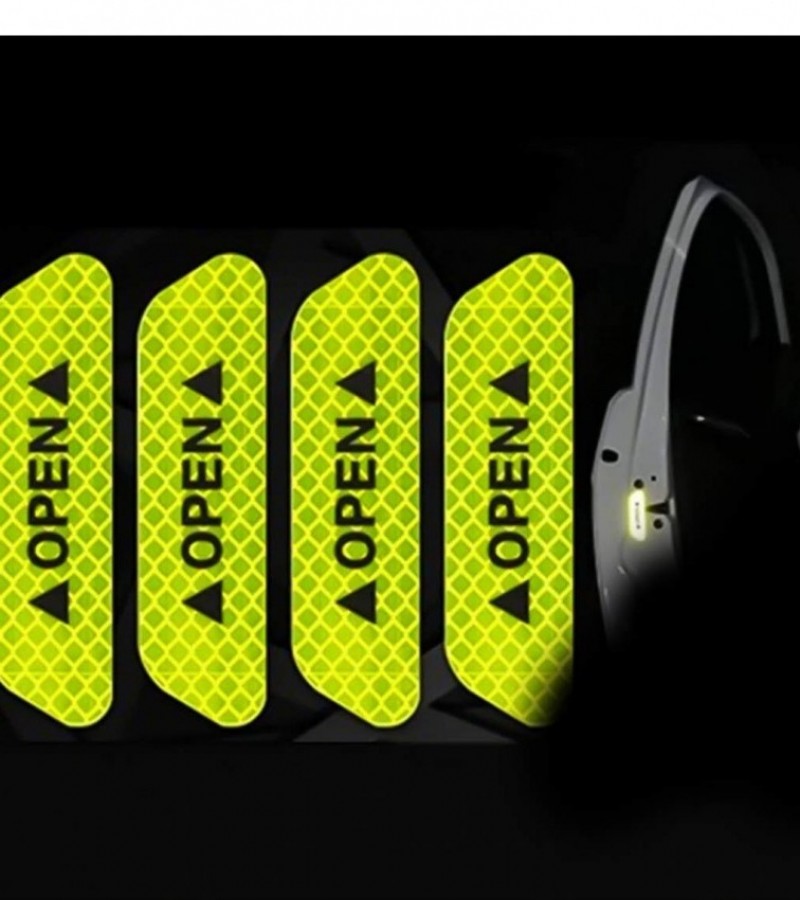 4Pcs Car Door Reflective Stickers With Open Sign