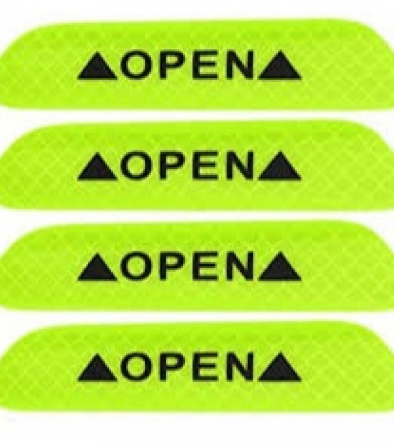 4Pcs Car Door Reflective Stickers With Open Sign