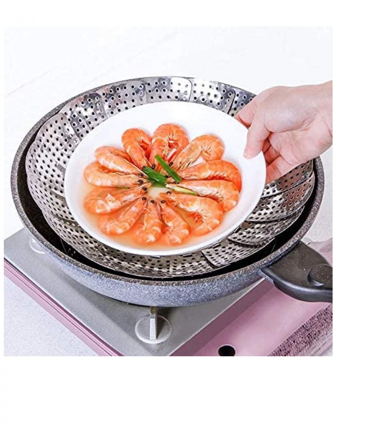 Folding Fancy Kitchen Adjustable Stainless Steel Steamer Tray Telescopic Multi-Purpose