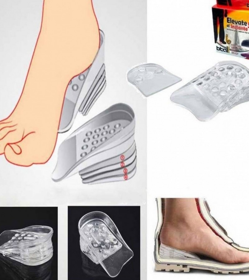 Height Increase Silicone Insole/Height Taller Pads - 5 Layers Adjustable