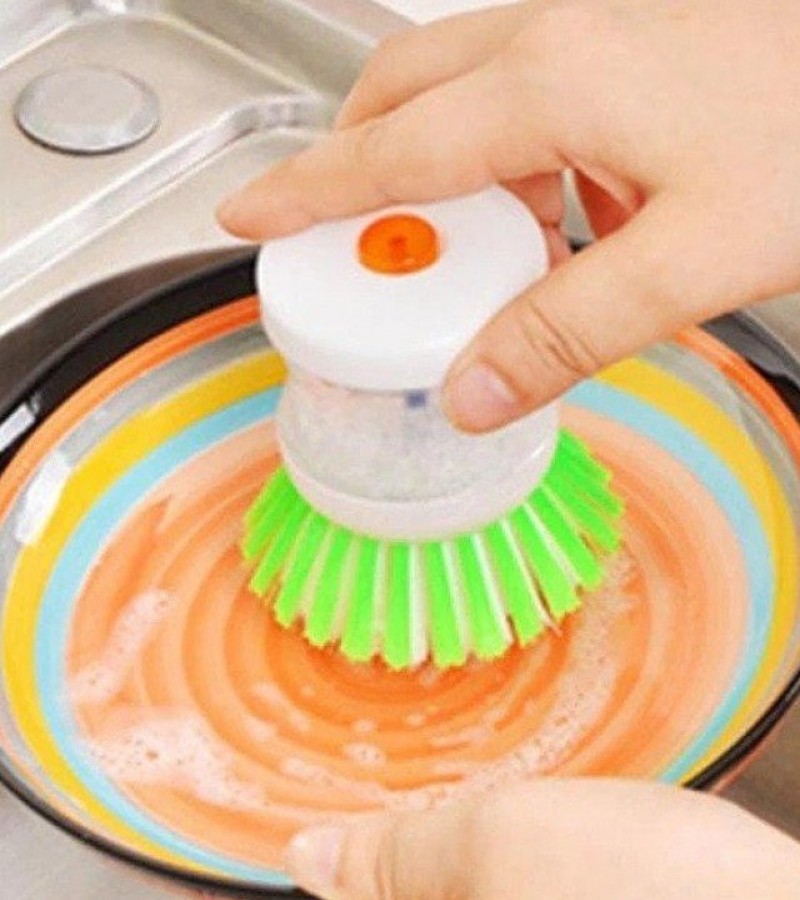 Kitchen Wash Tool Pot Dish Plastic Brush with Washing Up Liquid Soap Dispenser