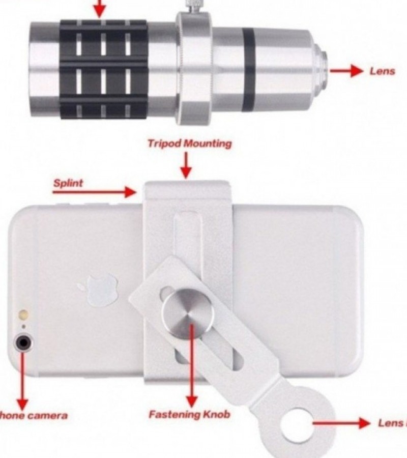 Mobile Phone Tripod with Phone Camera Kit 12x Optical Zoom Universal