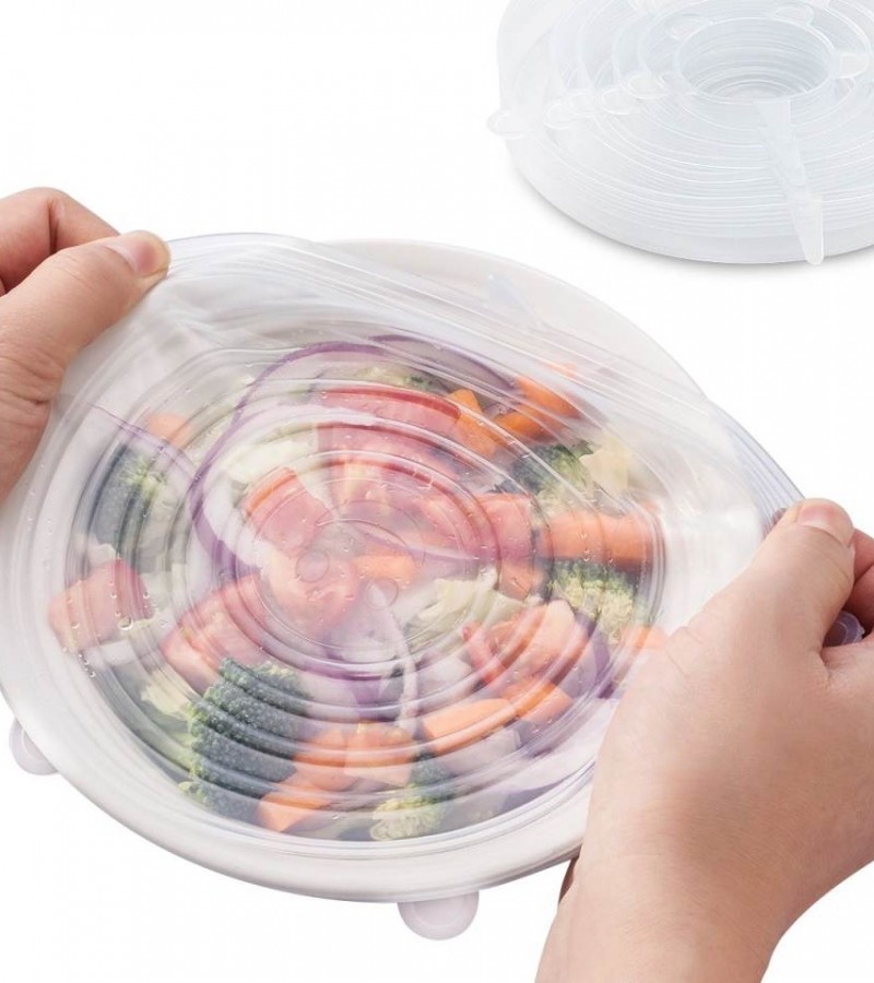 Pack of 6 - Reusable Silicone Leak-proof Stretch Lids