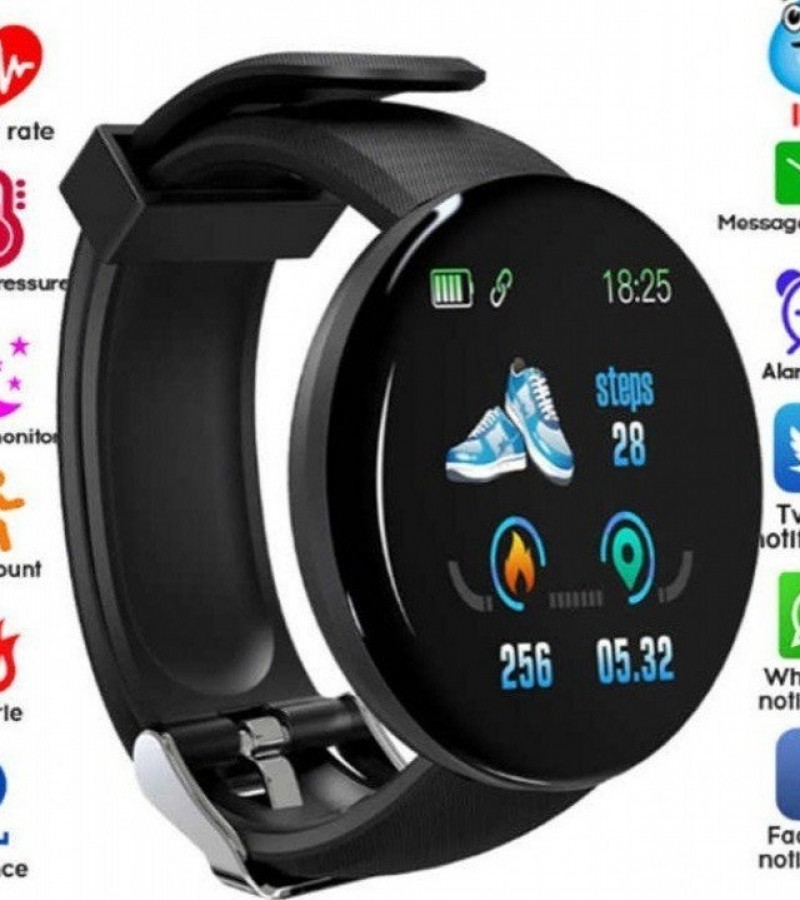 Smart Watch D18 Fitness Watches Heart Rate Monitor Blood Pressure