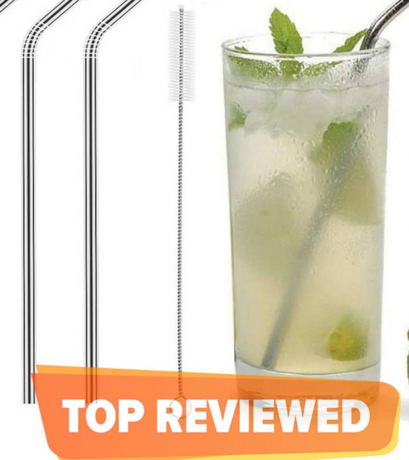 Stainless Steel Reusable Drinking Straws With Cleaning Brush
