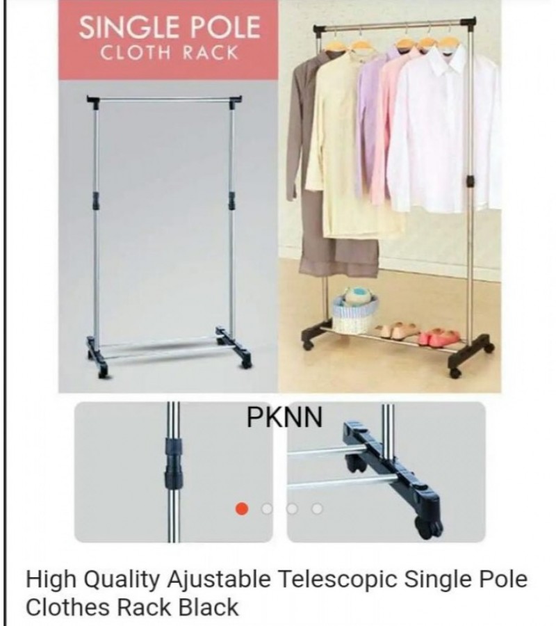 Stainless Steel Single Pole Cloth hanging Rack with Shoe Stand Laundry Rack With Tire